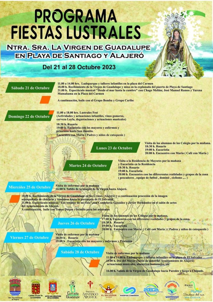Fiestas Virgen de Guadalupe Playa Santiago y Alajeró. fechas y horarios de las fiestas