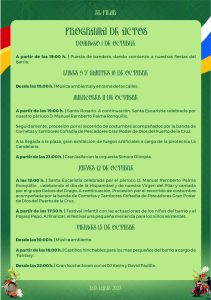 Fiestas de la Virgen del Pilar en Las Lajas, Icod de los Vinos 2023. Programa de Actos
