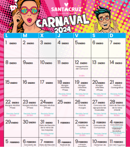 Programación de Eventos, Calendario y Fechas del Carnaval de Santa Cruz de Tenerife 2024. CALENDARIO CON PROGRAMA DEL CARNAVAL DE SANTA CRUZ 2024