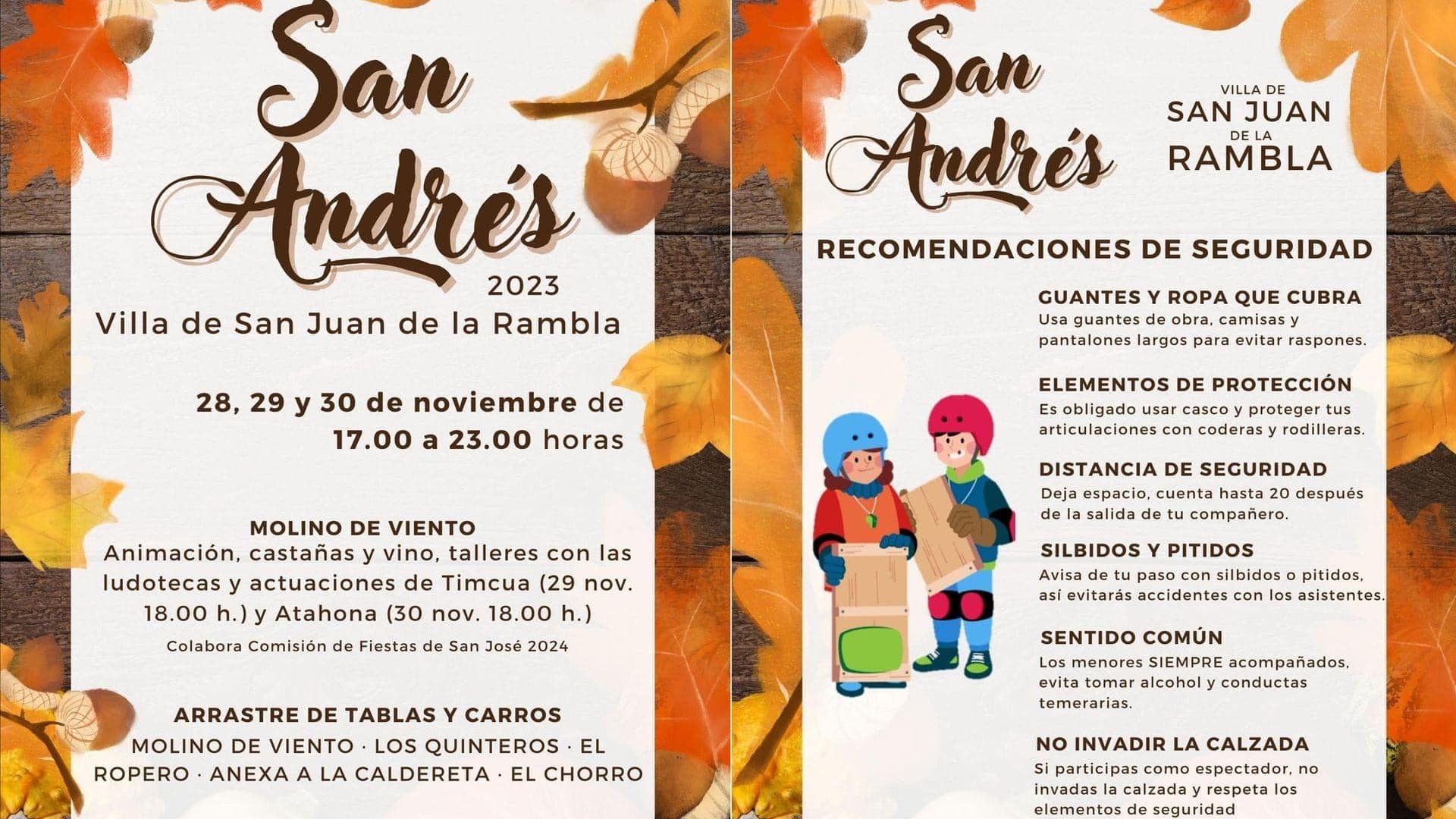 Fiestas de San Andrés en San Juan de La Rambla 2023. Programa de Fiestas de San Andrés: Arrastre de tablas y carros 2023