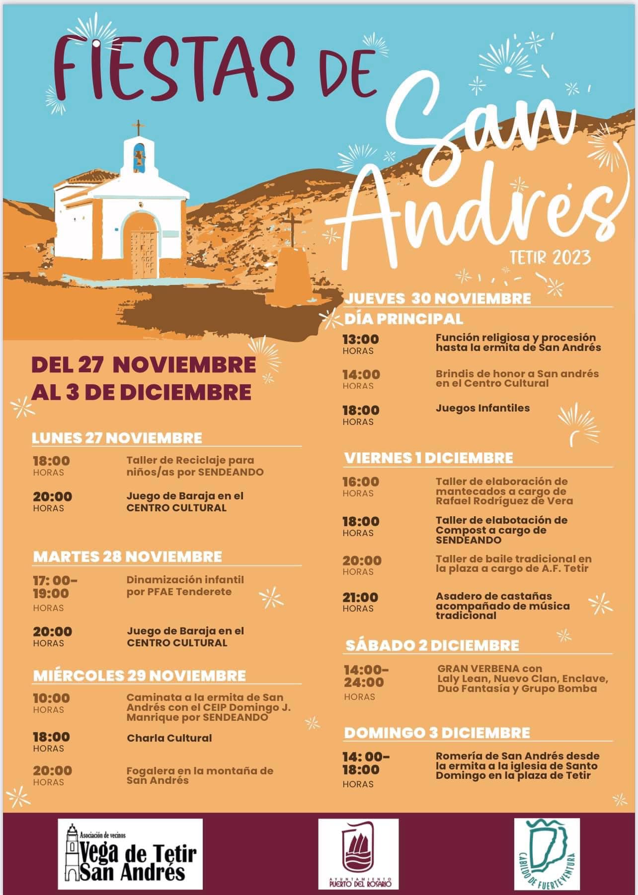 Tetir 2023 en Fuerteventura. Cartel de las fiestas con las fechas y horarios