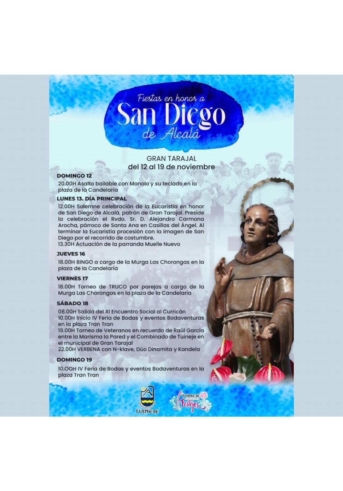 Programa de Actos y Eventos de las Fiestas de San Diego de Alcalá en Gran Tarajal 2023 Tuineje