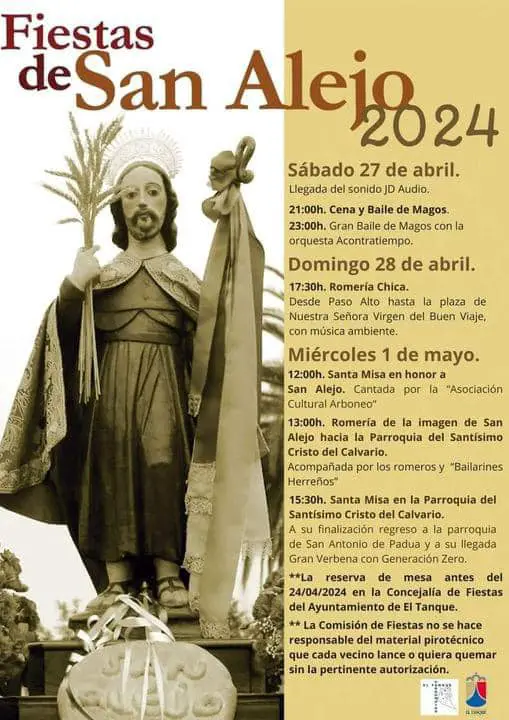 Romería de la Imagen de San Alejo hacia la Parroquia del Santísimo Cristo del Calvario en las Fiestas de 2024 en El Tanque, Tenerife
