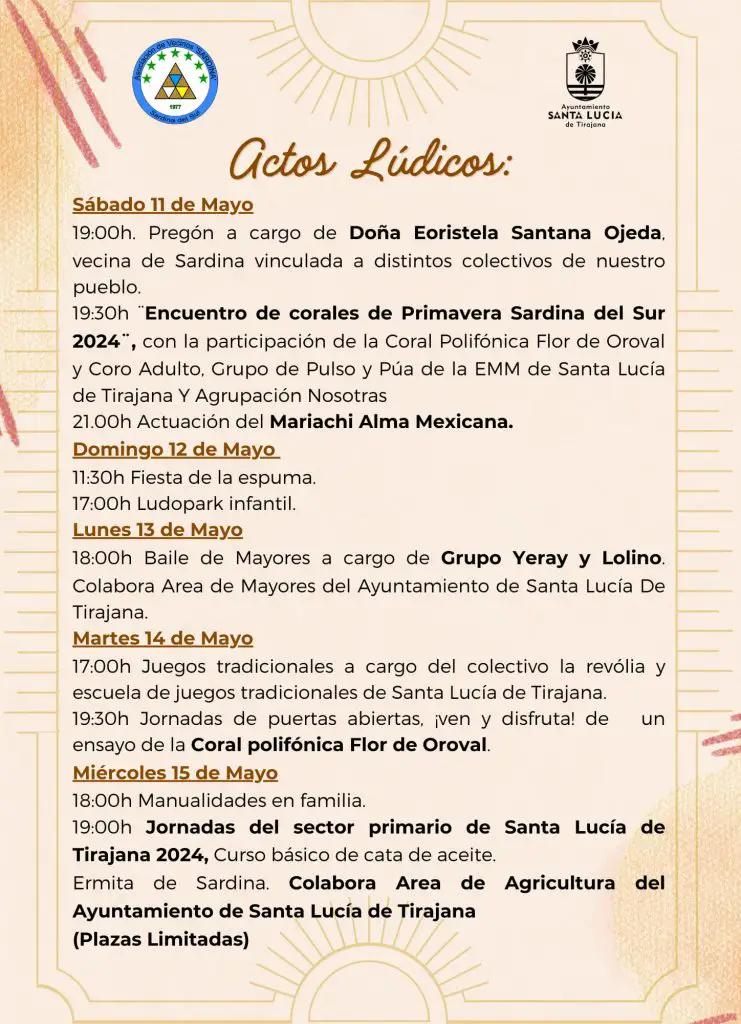 Programa de las Fiestas de San Isidro Labrador en Santa Lucia de Tirajana 2024