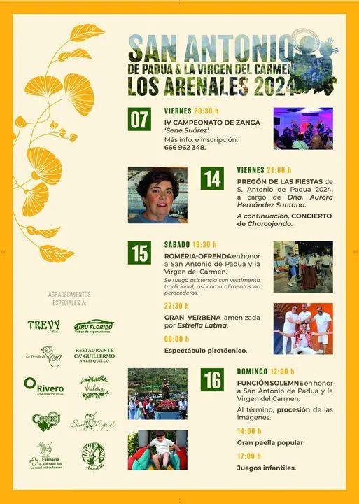 Descubre las Vibrantes Fiestas de San Antonio de Padua y la Virgen del Carmen en Los Arenales 2024