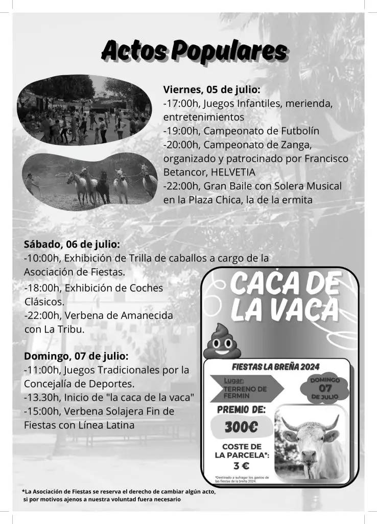 recorrido detallado por el programa de actividades que te espera en La Breña.