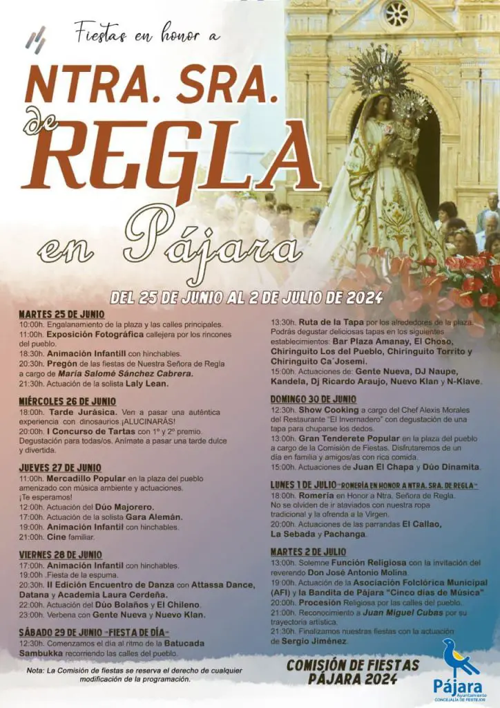 Fiestas Patronales de la Virgen de Regla en Pájara 2024