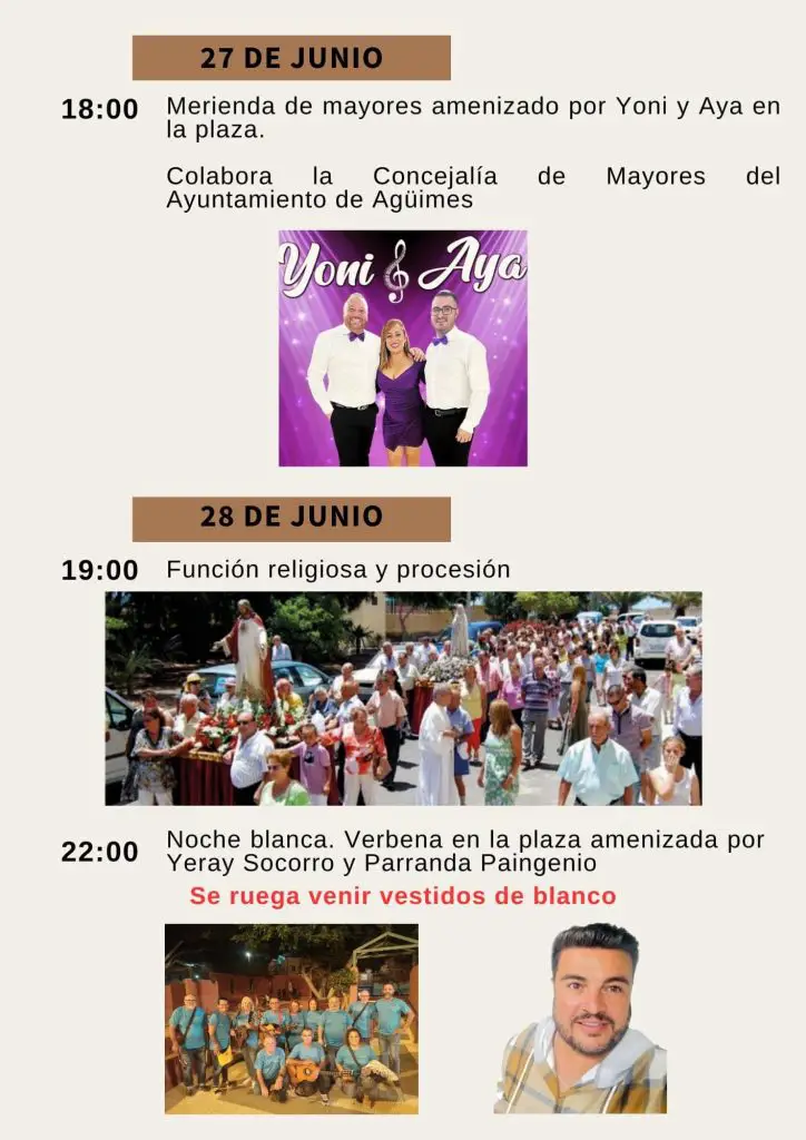 Programa de Actividades en las Fiestas de la Virgen de Fátima en Las Rosas 2024